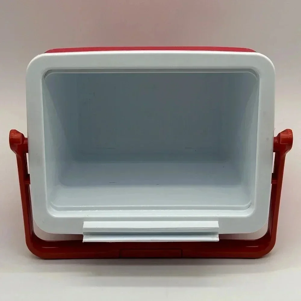 Vintage Thermos Personal Cooler Red White Small Lunch Box‎ with Handle Lid Tray